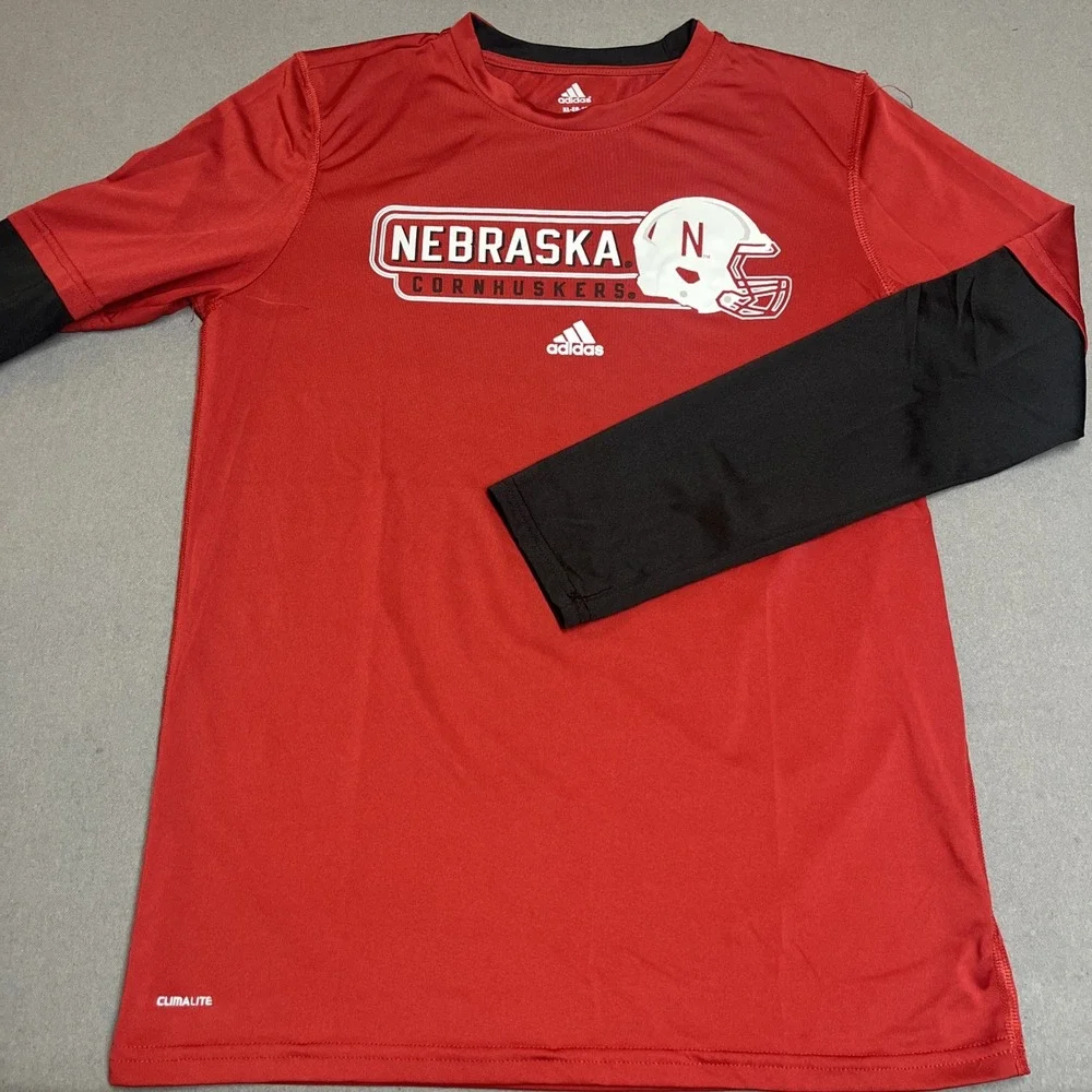 Adidas Nebraska‎ Cornhuskers Long sleeve T-Shirt Youth XL (18) Adult Small